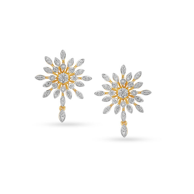 Mesmerising Floral Diamond Drop Earrings,,hi-res image number null