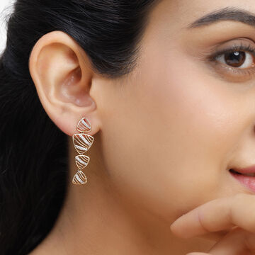 14Kt Yellow Gold Radiant Triangle Diamond Drop Earring