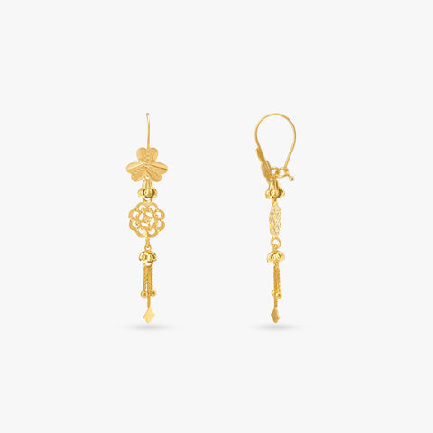 Dancing Petals Gold Hoop Earrings