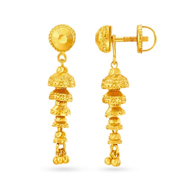 Delightful 22 Karat Yellow Gold Bell Motif Drop Earrings,,hi-res image number null