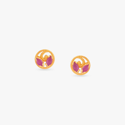 Twisted Petal Ruby Stud Earrings