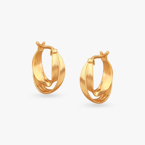 Gleaming Groove Gold Hoop Earrings