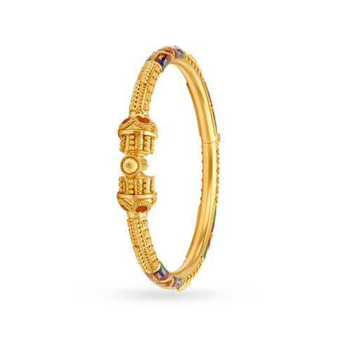 Striking 22 Karat Yellow Gold Beaded Bangle