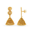 Graceful Yellow Gold Beaded Drop Earrings,,hi-res image number null
