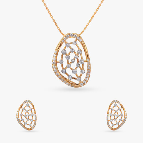 Sculpted Sparkle Diamond Pendant and Earrings Set