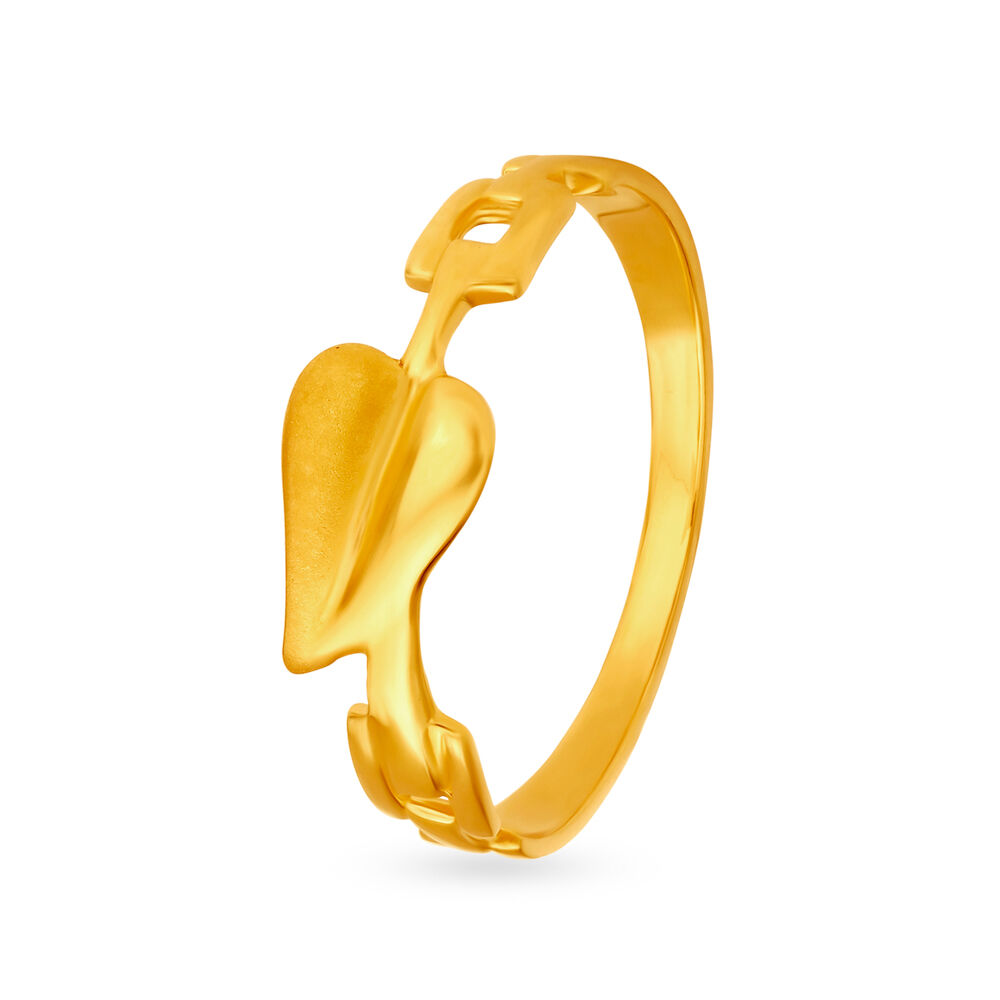 Modish 22 Karat Yellow Gold Leaf Finger Ring