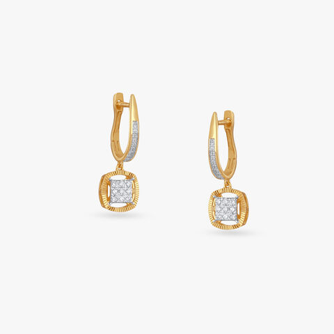 Luxe Square Diamond Hoop Earrings