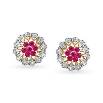 Sophisticated Ruby and Diamond Stud Earrings