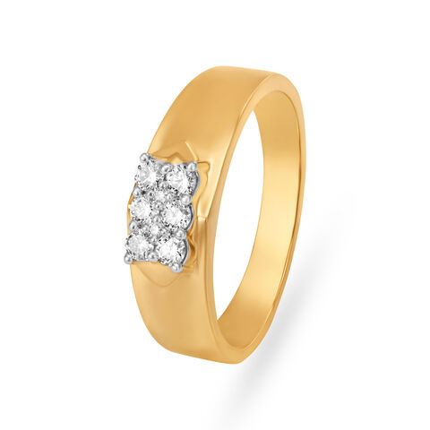Petite Diamond and Gold Finger Ring for Men