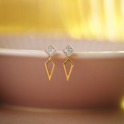 Sleek Geometry Diamond Drop Earrings