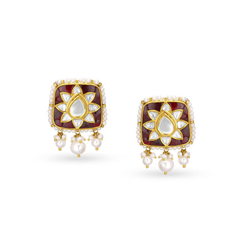 Graceful Floral Gold Stud Earrings