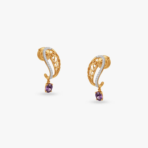 Wave Frame Diamond Drop Earrings