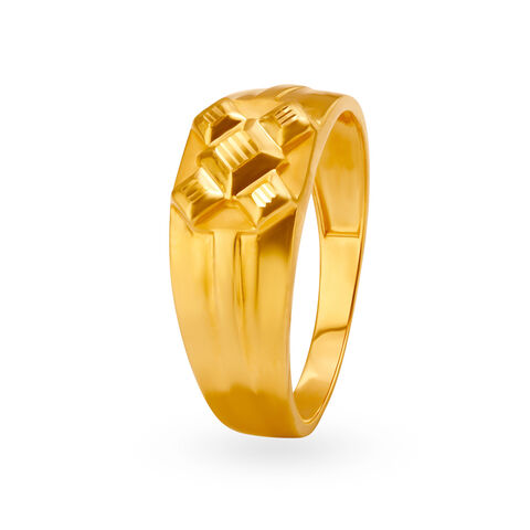 Sleek Geometric Gold Finger Ring for Men