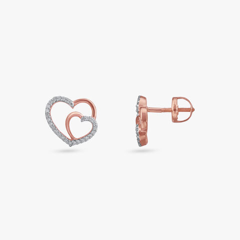 Entwined Heart Diamond Stud Earrings