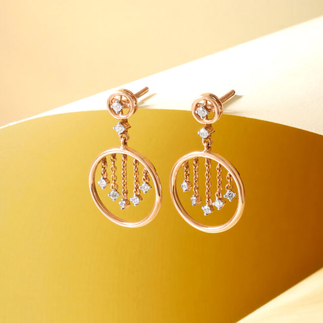 Halo Fringe Diamond Drop Earrings 