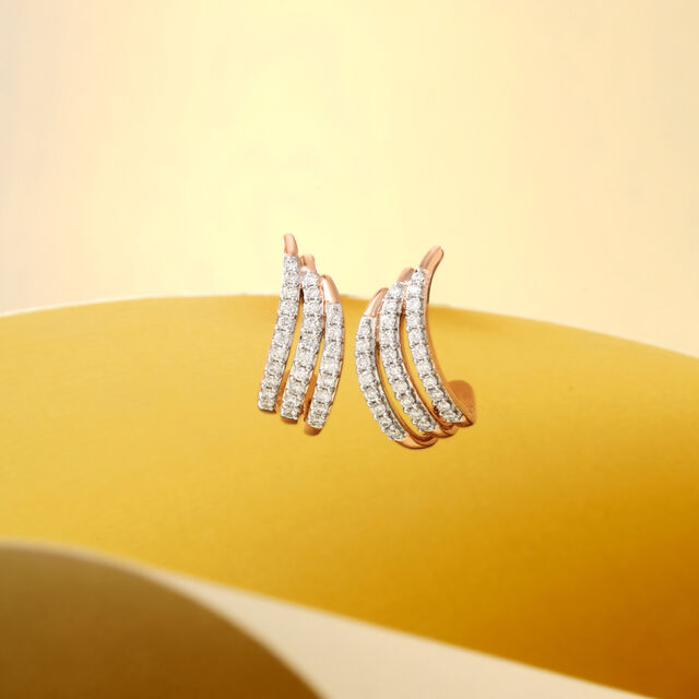Gleaming Streak Diamond Hoop Earrings 