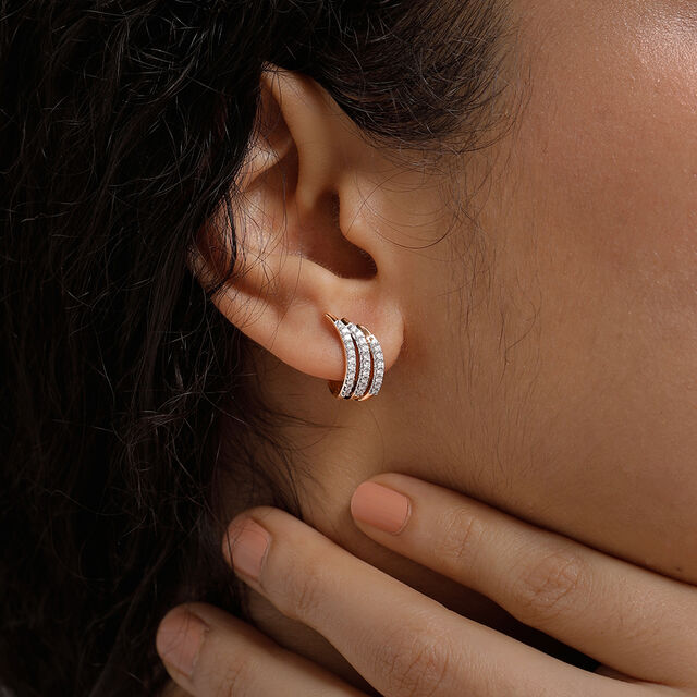 Gleaming Streak Diamond Hoop Earrings 2