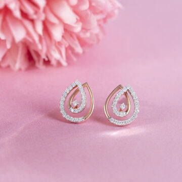 Classic Rose Gold & Diamond Studs Earrings