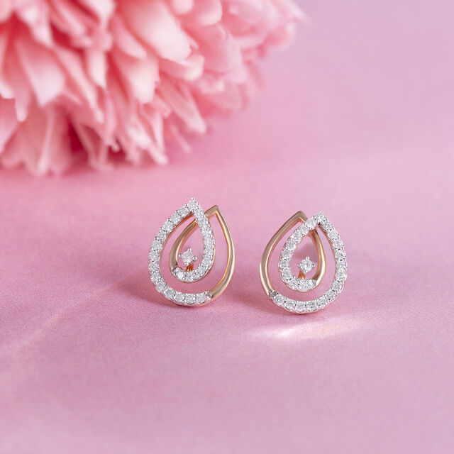 Classic Rose Gold & Diamond Studs Earrings 