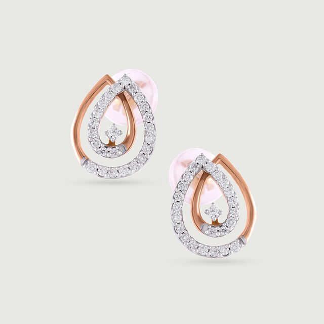 Classic Rose Gold & Diamond Studs Earrings 4