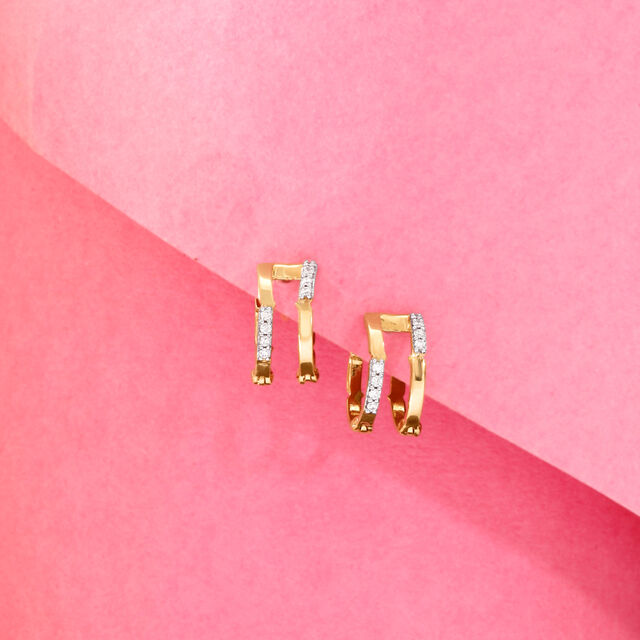Dazzle Edge Diamond Hoop Earrings 