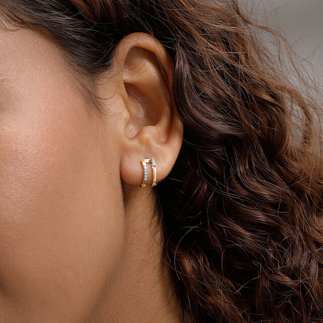 Dazzle Edge Diamond Hoop Earrings 2