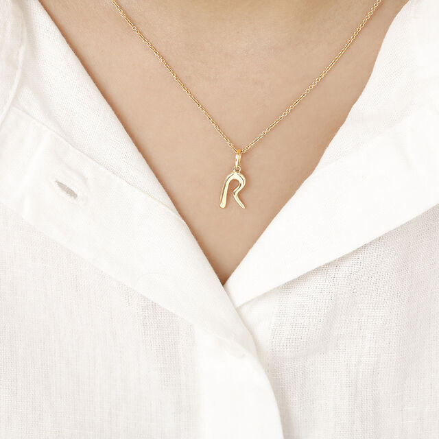 Letter Perfect 'R' Gold Pendant 2