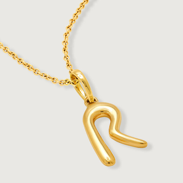 Letter Perfect 'R' Gold Pendant 4