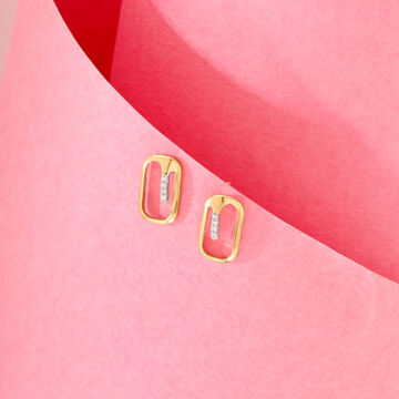 Modern Edge Diamond Stud Earrings