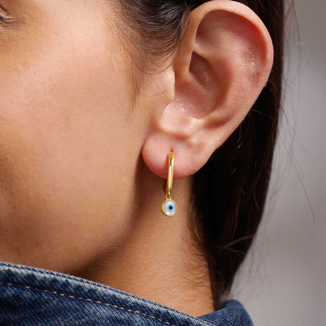 Guardian Eye Gold Hoop Earrings 2