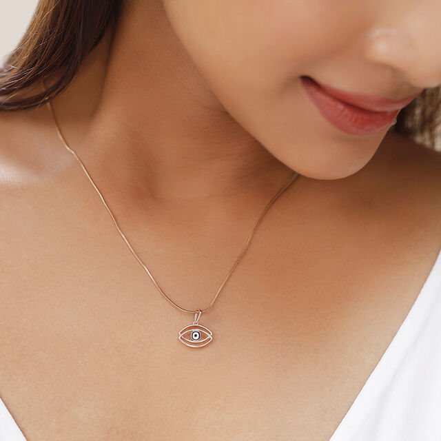 18KT Yellow Gold Layered Evil Eye Pendant 