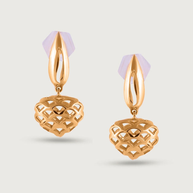 Lattice Heart Gold Drop Earrings