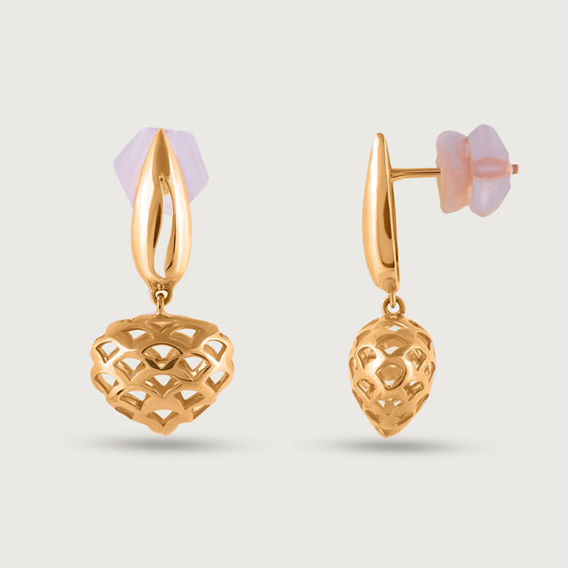Lattice Heart Gold Drop Earrings