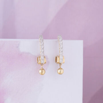 Dual Tone Gold & Diamond Drop Earrings