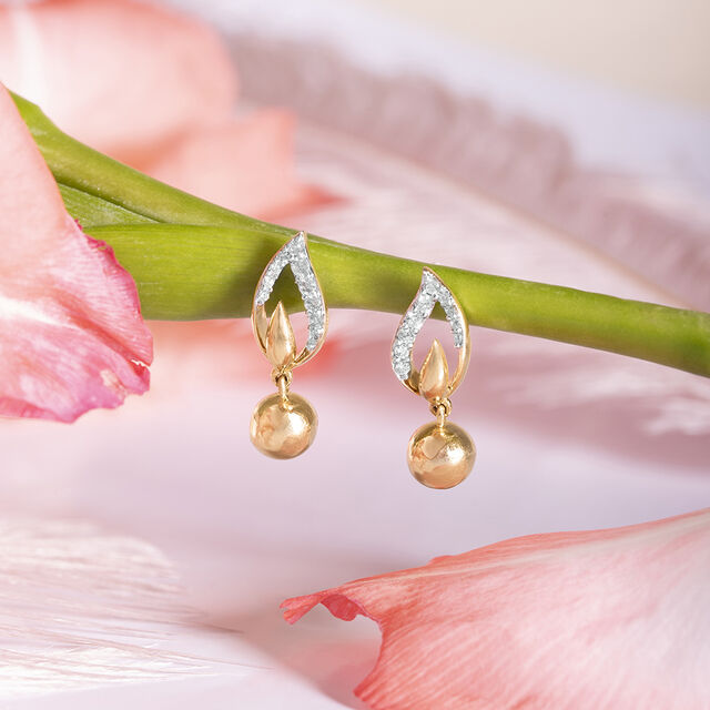 Subtle Glamour Gold & Diamond Drop Earrings 