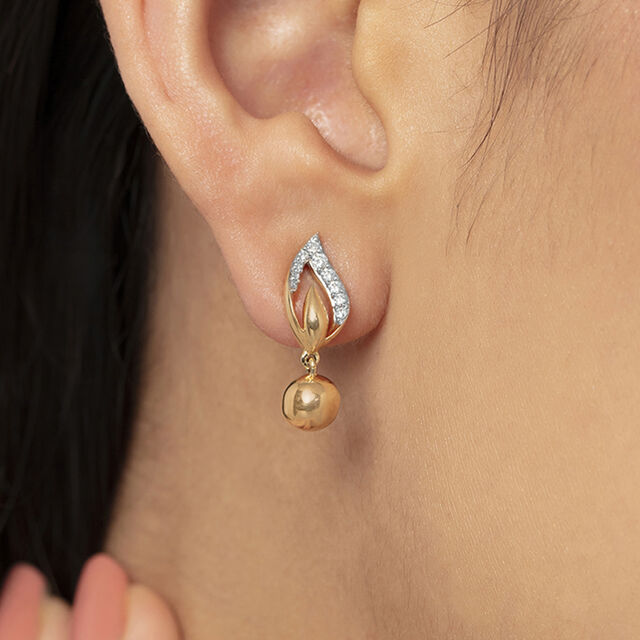 Subtle Glamour Gold & Diamond Drop Earrings 2