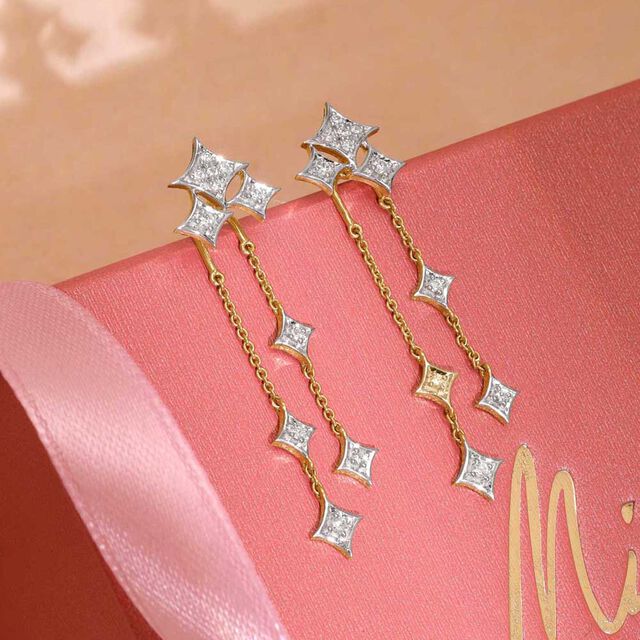 Starlit Cascade Diamond Drop Earrings 