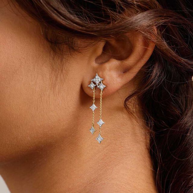 Starlit Cascade Diamond Drop Earrings 2
