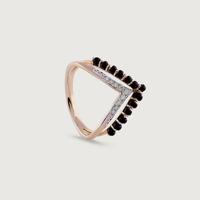 Chevron Onyx Gold & Diamond Ring 2