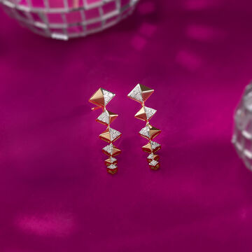 Sequin Sparkle Gold & Diamond Drop Earrings