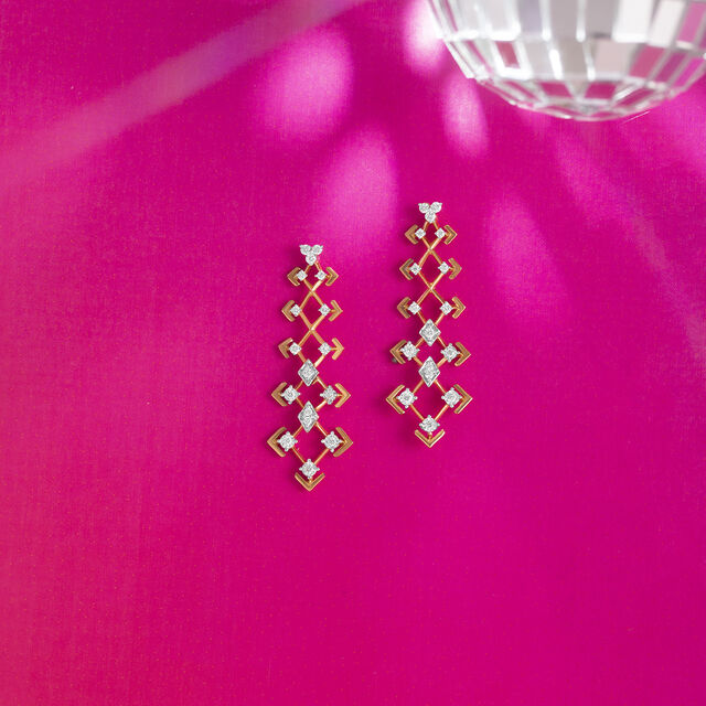 Disco Dream Gold & Diamond Drop Earrings 2