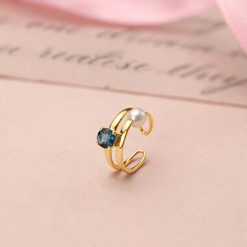 Aqua Cool Pearl & Gold Ear Cuff