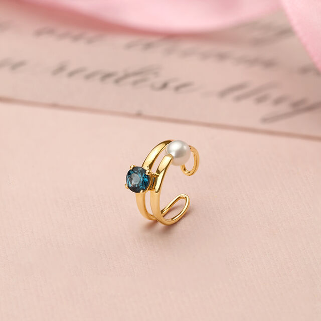 Aqua Cool Pearl & Gold Ear Cuff 