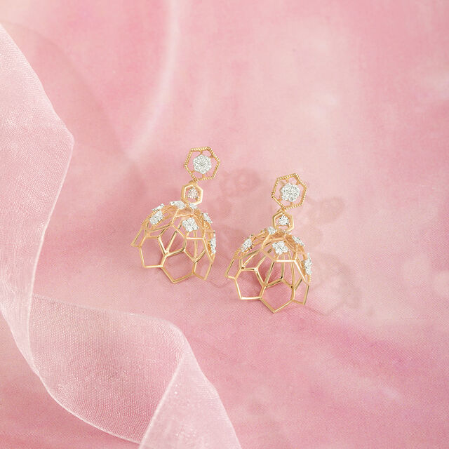 Lippan Grandeur Gold & Diamond Jhumka 