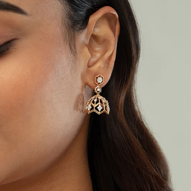 Lippan Grandeur Gold & Diamond Jhumka 2