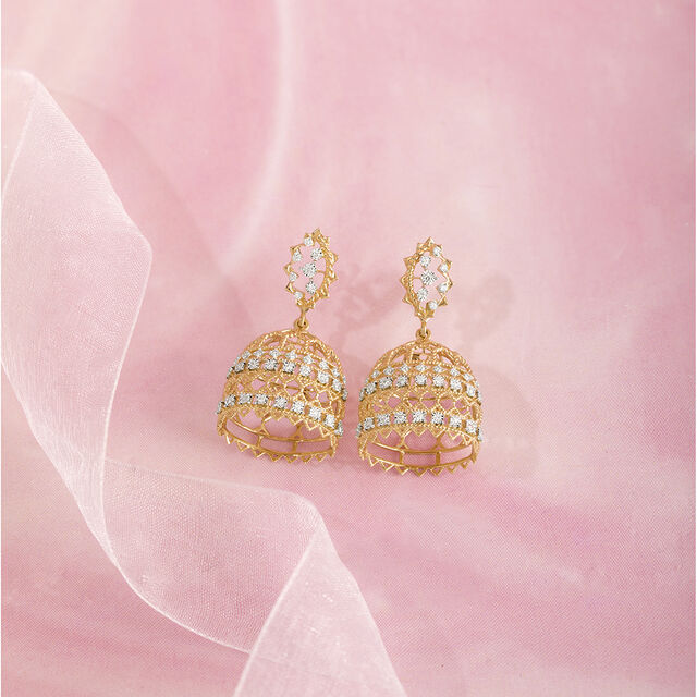 Majestic Lippan Gold & Diamond Jhumka 