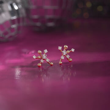 Groovy Glow Gold & Diamond Stud Earrings
