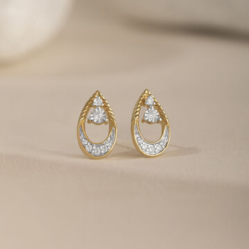 Teardrop Unity Gold & Diamond Stud Earrings
