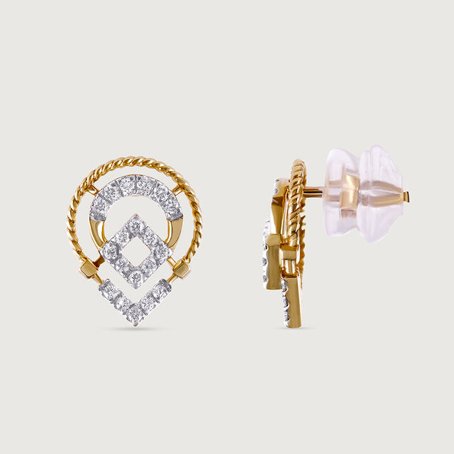 Twisted Elegance Gold & Diamond Stud Earrings 5