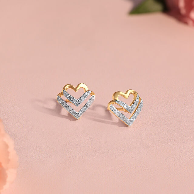 Dazzling Heartbeat Diamond Stud Earrings 